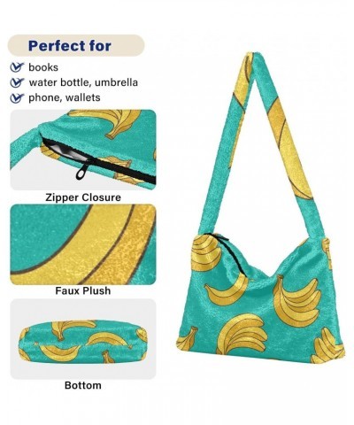 Fruit Women Boho Handbag Yellow Banana Aqua Underarm Bag Tote Bag Shoulder Bag Crossbody Bag Fluffy Cell Phone Purse Patriot ...