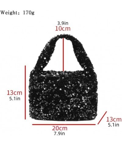 Women Sequin Purse Sparkly Tote Bag Glitter Evening Clutch Lady Party Wedding Cocktail Handbags Black $17.33 Totes