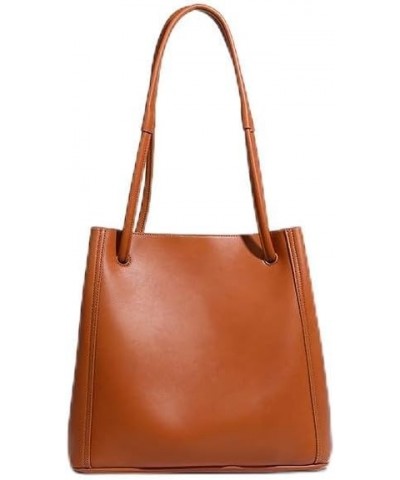 Minimalist Leather Bucket Bag,Large Capacity Design Commuter Tote Bag Shoulder Bag for Woman Brown $35.35 Totes