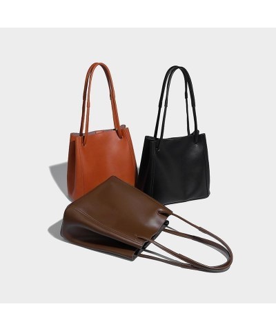 Minimalist Leather Bucket Bag,Large Capacity Design Commuter Tote Bag Shoulder Bag for Woman Brown $35.35 Totes