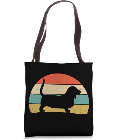 Sunset Vintage Basset Hound Retro Silhouette Dog Puppy Tote Bag $9.90 Totes