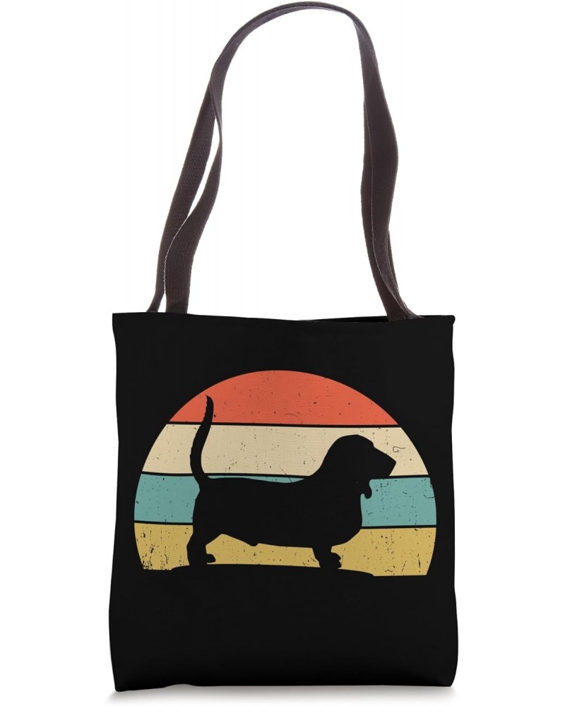 Sunset Vintage Basset Hound Retro Silhouette Dog Puppy Tote Bag $9.90 Totes