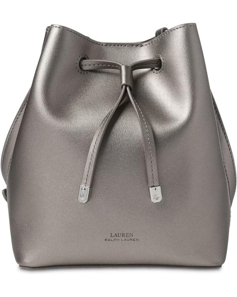 Womens Designer Lauren Dryden Debby II Mini Leather Drawstring Handbag Pewter $115.28 Handbags