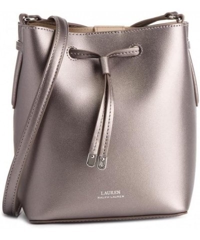 Womens Designer Lauren Dryden Debby II Mini Leather Drawstring Handbag Pewter $115.28 Handbags