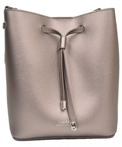 Womens Designer Lauren Dryden Debby II Mini Leather Drawstring Handbag Pewter $115.28 Handbags