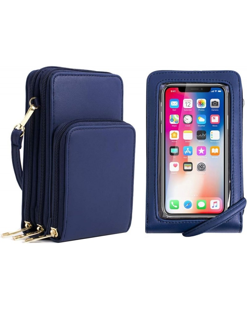 Crossbody Cellphone Purse Women Touch Screen Bag RFID Blocking Wallet Handbag Shoulder Strap Navy Blue $16.17 Crossbody Bags