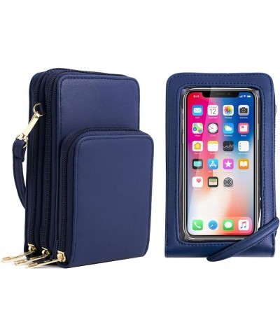 Crossbody Cellphone Purse Women Touch Screen Bag RFID Blocking Wallet Handbag Shoulder Strap Navy Blue $16.17 Crossbody Bags