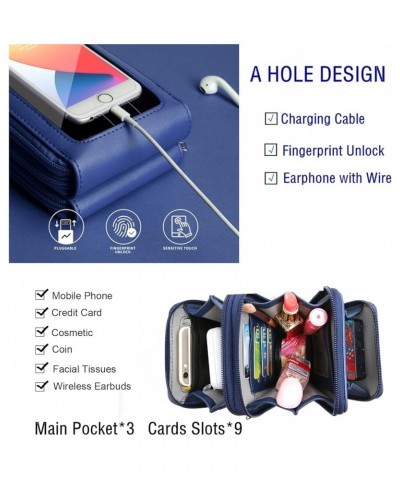 Crossbody Cellphone Purse Women Touch Screen Bag RFID Blocking Wallet Handbag Shoulder Strap Navy Blue $16.17 Crossbody Bags