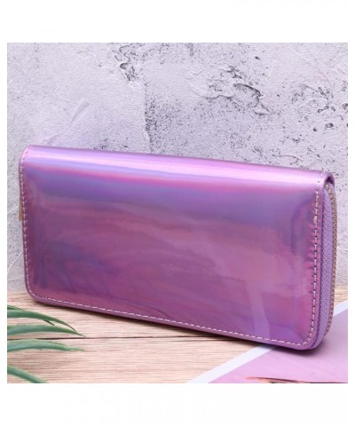 1pc Zipper Leather Wallets Pu Holder Phone Card Clutch Female Girls Coin Cell Women Portfel Money Shining Iridescent Violet P...