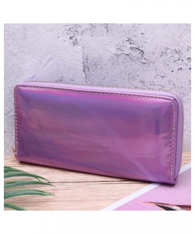 1pc Zipper Leather Wallets Pu Holder Phone Card Clutch Female Girls Coin Cell Women Portfel Money Shining Iridescent Violet P...