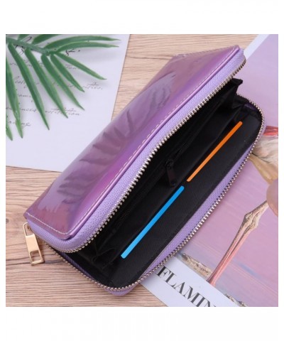 1pc Zipper Leather Wallets Pu Holder Phone Card Clutch Female Girls Coin Cell Women Portfel Money Shining Iridescent Violet P...