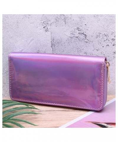 1pc Zipper Leather Wallets Pu Holder Phone Card Clutch Female Girls Coin Cell Women Portfel Money Shining Iridescent Violet P...