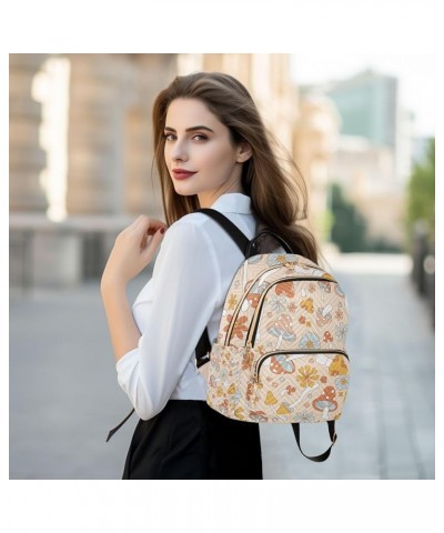 Botanic Women Backpack Wild Mushroom Spring Flower Anti-Theft Travel Backpack with Luggage Belt Lightweight Handbag Lady Purs...