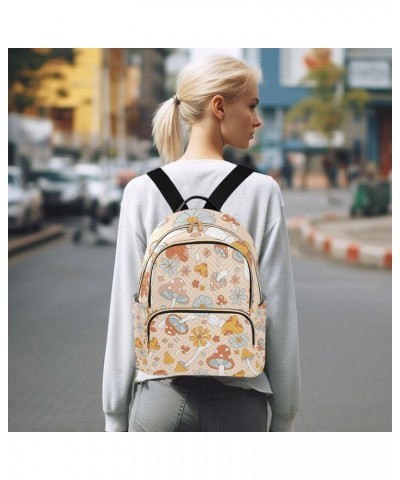 Botanic Women Backpack Wild Mushroom Spring Flower Anti-Theft Travel Backpack with Luggage Belt Lightweight Handbag Lady Purs...