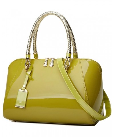 Glossy Women Handbag Patent Leather Large Size Top-Handle Bag Shiny Shoulder Bag Tote Evening Purse Party Satchel Green $21.9...