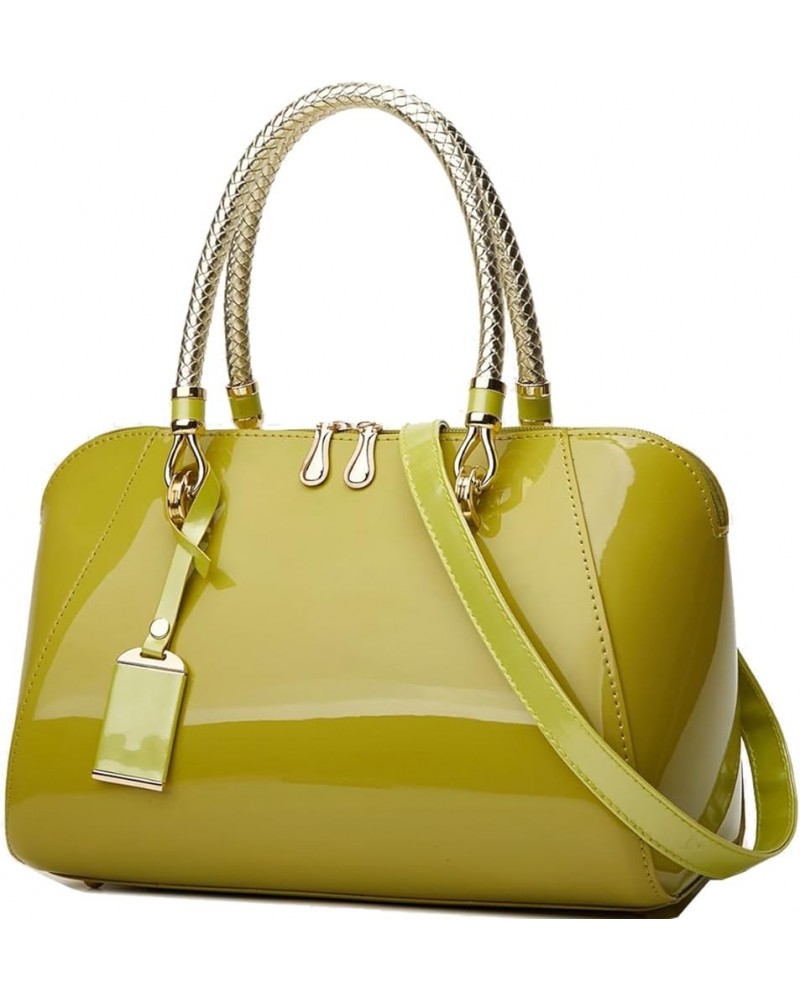 Glossy Women Handbag Patent Leather Large Size Top-Handle Bag Shiny Shoulder Bag Tote Evening Purse Party Satchel Green $21.9...