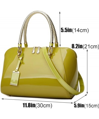 Glossy Women Handbag Patent Leather Large Size Top-Handle Bag Shiny Shoulder Bag Tote Evening Purse Party Satchel Green $21.9...