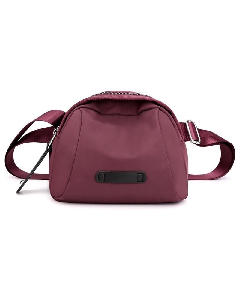 Crossbody Bag for Women Fashionable Nylon Purses Small Shoulder with Wide Strap Messenger Bag Purplish Red $16.94 Crossbody Bags