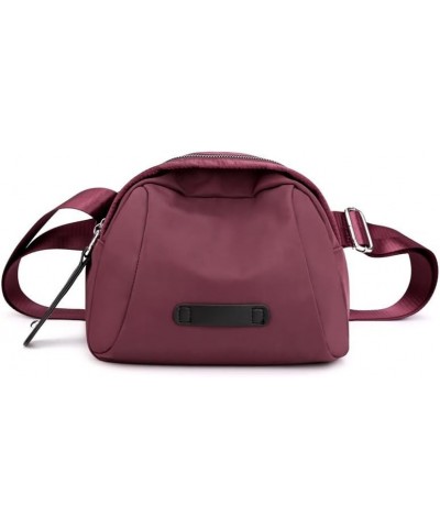 Crossbody Bag for Women Fashionable Nylon Purses Small Shoulder with Wide Strap Messenger Bag Purplish Red $16.94 Crossbody Bags