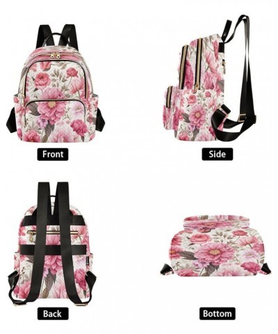 Fashion Backpack Mini Backpack Purse Casual Daily Backpack Brown Leaves Pink Flower for Travel for College Work Medium $15.58...