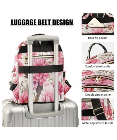 Fashion Backpack Mini Backpack Purse Casual Daily Backpack Brown Leaves Pink Flower for Travel for College Work Medium $15.58...