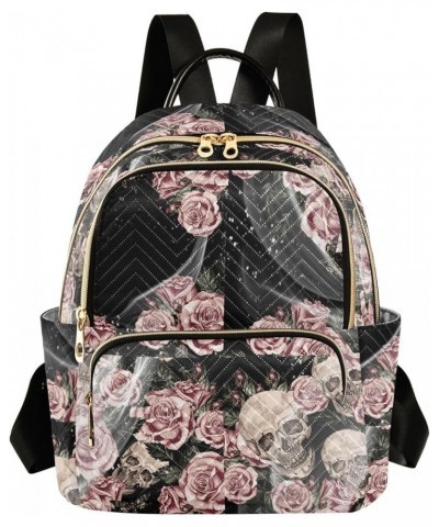 Watercolor Skulls and Roses Casual Fashion Polyester Travel Rucksack Shoulder Bag Color Small $20.71 Backpacks