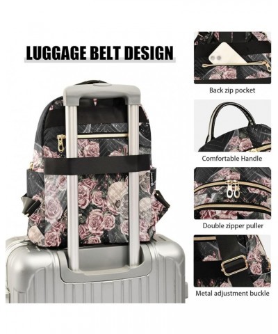 Watercolor Skulls and Roses Casual Fashion Polyester Travel Rucksack Shoulder Bag Color Small $20.71 Backpacks