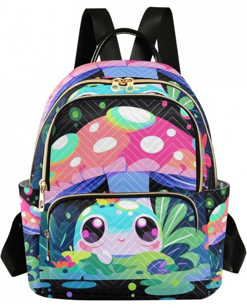 Mini Backpack Purse for Women, Frog Mushroom Black Travel Bag Casual Daypack Shoulder Bag Small $15.68 Backpacks