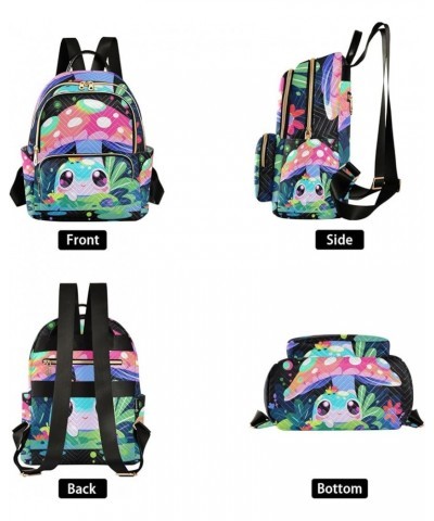 Mini Backpack Purse for Women, Frog Mushroom Black Travel Bag Casual Daypack Shoulder Bag Small $15.68 Backpacks