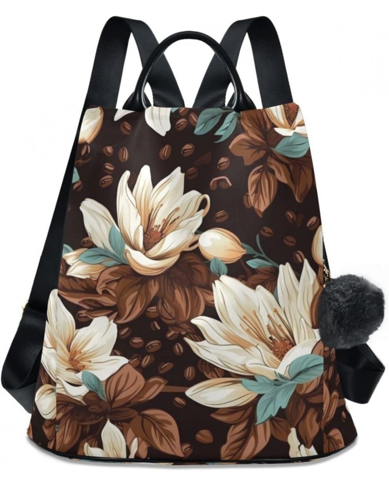 Coffee Bean Flowers Dark Backpack Purse for Women Travel Casual Daypack College Bookbag Work Business Ladies Shoulder Bag $25...