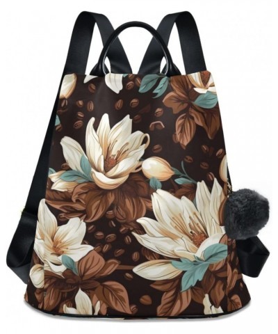 Coffee Bean Flowers Dark Backpack Purse for Women Travel Casual Daypack College Bookbag Work Business Ladies Shoulder Bag $25...