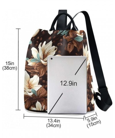 Coffee Bean Flowers Dark Backpack Purse for Women Travel Casual Daypack College Bookbag Work Business Ladies Shoulder Bag $25...