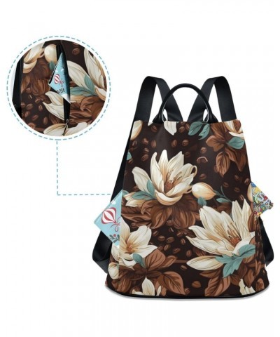 Coffee Bean Flowers Dark Backpack Purse for Women Travel Casual Daypack College Bookbag Work Business Ladies Shoulder Bag $25...