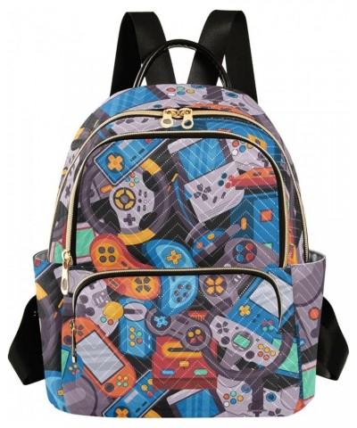 Arcade Game Pattern Mini Backpack Purse for Women, Vintage Joysticks Joypad Travel Backpack Fashion Backpack Lightweight Shou...