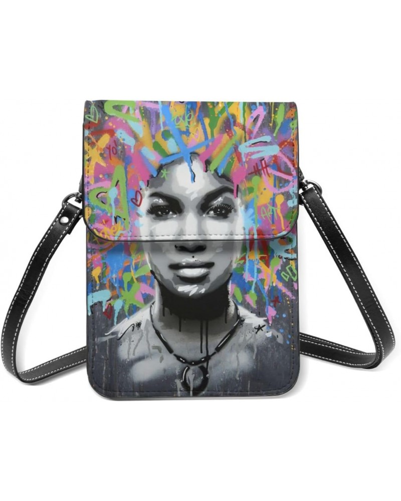 African American Black Girl Crossbody Cell Phone Bag cute Purse Bags with Shoulder Strap Holder Wallet For Women Handbag MINI...