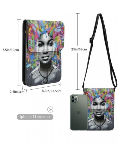 African American Black Girl Crossbody Cell Phone Bag cute Purse Bags with Shoulder Strap Holder Wallet For Women Handbag MINI...