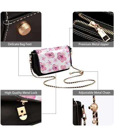 Pink Flowers PU Leather Shoulder Bag Black Women Crossbody Bag Purses Clutch Handbags with Chain Strap Pink Flowers Floral $2...