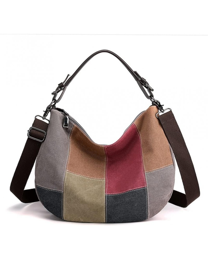 Canvas Handbag Multi-Color Striped Lattice Cross Body Shoulder Purse Casual Tote Bags for Women Multi Color-a $23.88 Totes