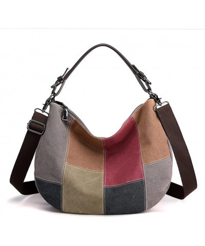 Canvas Handbag Multi-Color Striped Lattice Cross Body Shoulder Purse Casual Tote Bags for Women Multi Color-a $23.88 Totes