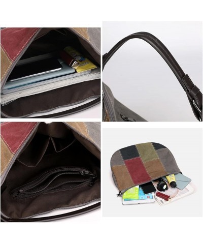 Canvas Handbag Multi-Color Striped Lattice Cross Body Shoulder Purse Casual Tote Bags for Women Multi Color-a $23.88 Totes