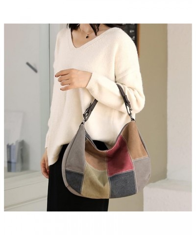 Canvas Handbag Multi-Color Striped Lattice Cross Body Shoulder Purse Casual Tote Bags for Women Multi Color-a $23.88 Totes