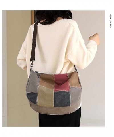 Canvas Handbag Multi-Color Striped Lattice Cross Body Shoulder Purse Casual Tote Bags for Women Multi Color-a $23.88 Totes