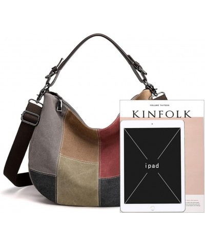 Canvas Handbag Multi-Color Striped Lattice Cross Body Shoulder Purse Casual Tote Bags for Women Multi Color-a $23.88 Totes