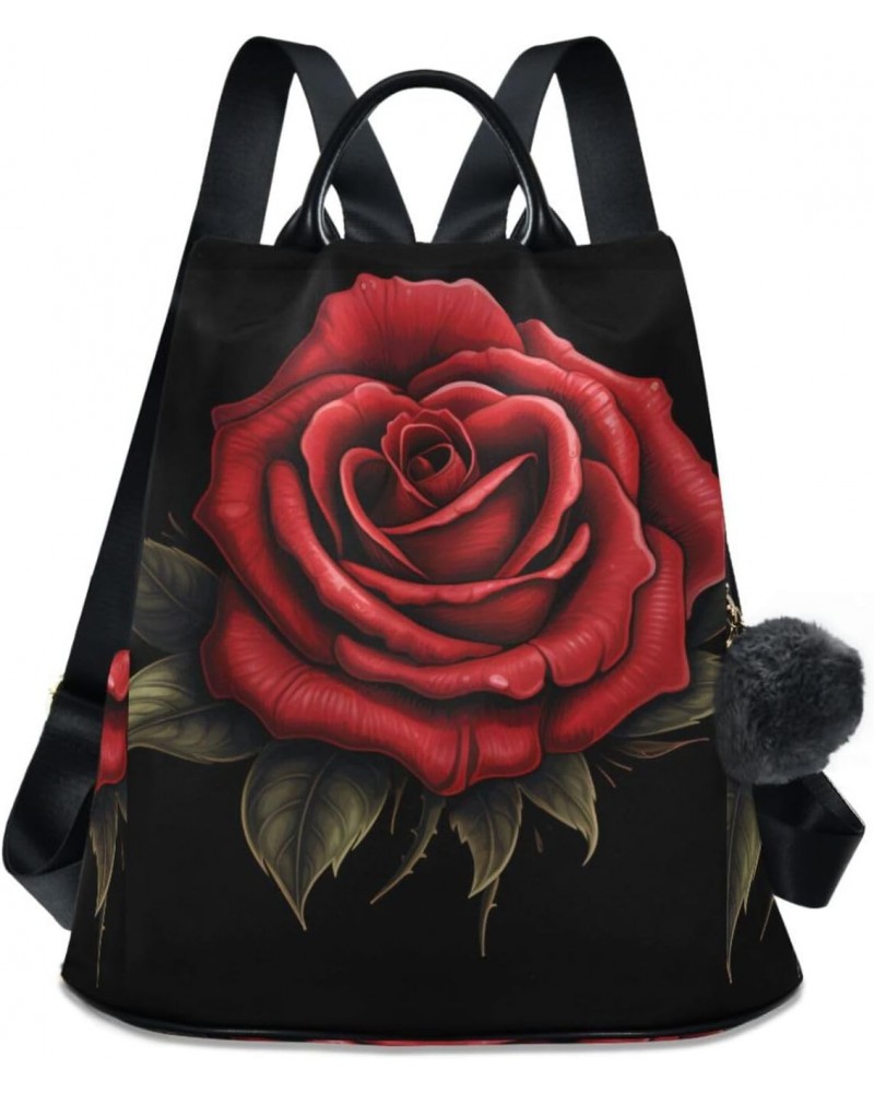 Vintage Rose Black Backpack Purse for Women Travel Casual Daypack College Bookbag Work Business Ladies Shoulder Bag $24.93 Ba...