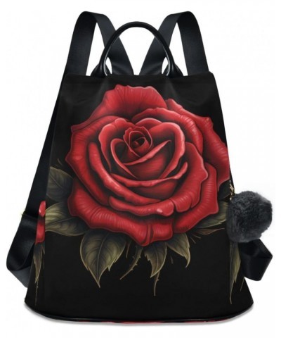 Vintage Rose Black Backpack Purse for Women Travel Casual Daypack College Bookbag Work Business Ladies Shoulder Bag $24.93 Ba...