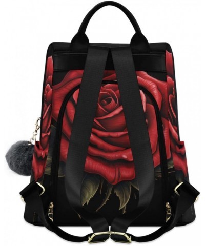 Vintage Rose Black Backpack Purse for Women Travel Casual Daypack College Bookbag Work Business Ladies Shoulder Bag $24.93 Ba...