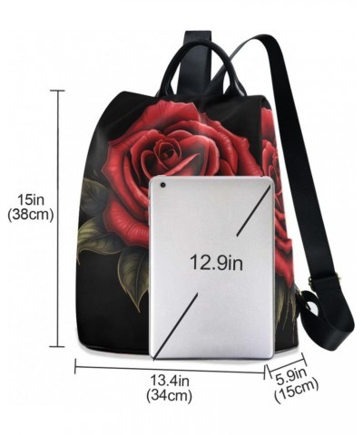 Vintage Rose Black Backpack Purse for Women Travel Casual Daypack College Bookbag Work Business Ladies Shoulder Bag $24.93 Ba...