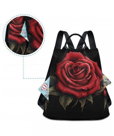 Vintage Rose Black Backpack Purse for Women Travel Casual Daypack College Bookbag Work Business Ladies Shoulder Bag $24.93 Ba...