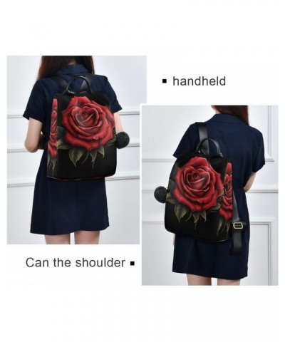 Vintage Rose Black Backpack Purse for Women Travel Casual Daypack College Bookbag Work Business Ladies Shoulder Bag $24.93 Ba...