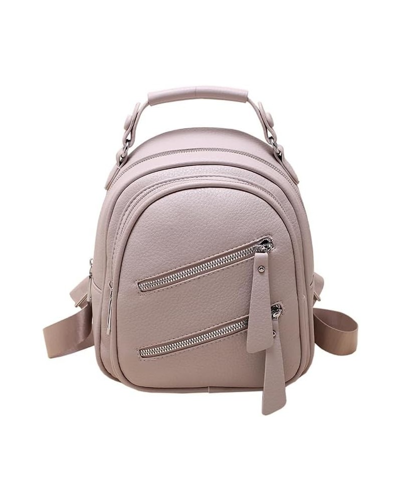 Backpack Lightweight PU Soft Leather Bag Casual Travel Backpack Multifunctional Shoulder Bag, Gray, 20 * 9 * 25CM (Color : Kh...